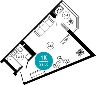 32,1 м², 1-комнатная квартира 11 000 000 ₽ - изображение 93