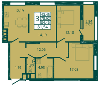 80,6 м², 3-комнатная квартира 9 300 000 ₽ - изображение 35