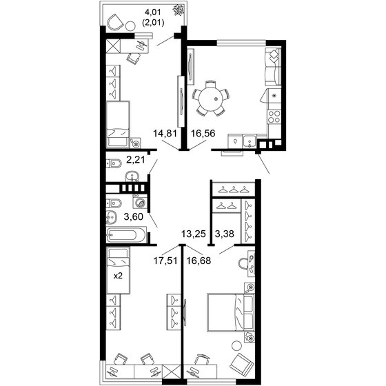 90 м², 3-комнатная квартира 18 128 014 ₽ - изображение 1