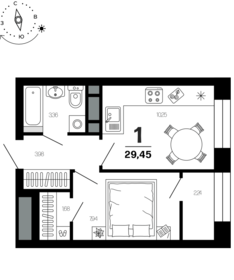 29,5 м², 1-комнатная квартира 3 812 220 ₽ - изображение 76