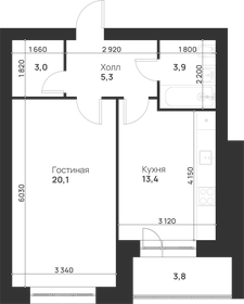 Квартира 49,5 м², 1-комнатная - изображение 1