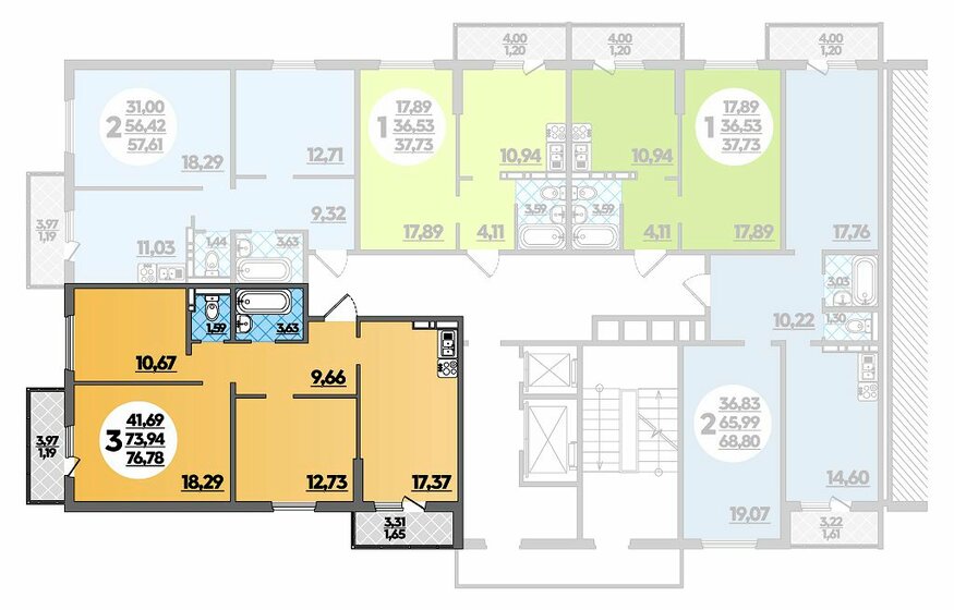 76,8 м², 3-комнатная квартира 7 939 052 ₽ - изображение 1