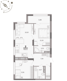 Квартира 69,1 м², 2-комнатная - изображение 1