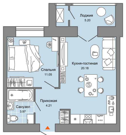 42 м², 2-комнатная квартира 4 889 964 ₽ - изображение 1
