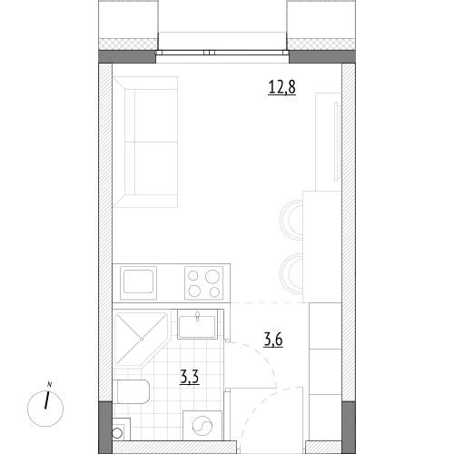 19,7 м², апартаменты-студия 4 314 300 ₽ - изображение 1