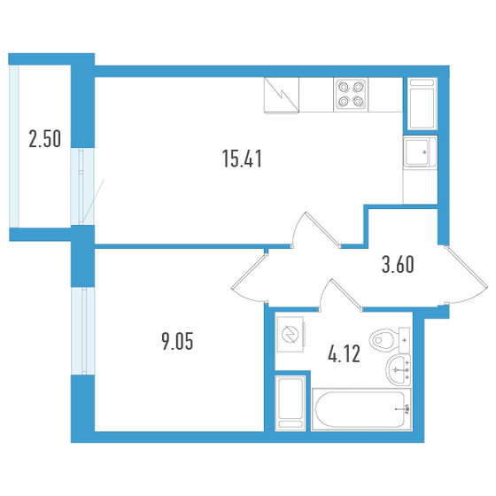 32,9 м², 1-комнатная квартира 7 557 435 ₽ - изображение 1