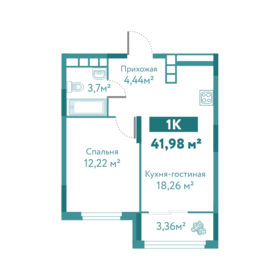 Квартира 42 м², 1-комнатная - изображение 1