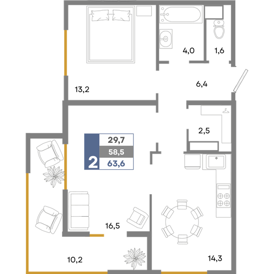 63,6 м², 2-комнатная квартира 7 504 800 ₽ - изображение 26