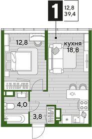 37,3 м², 1-комнатная квартира 7 635 310 ₽ - изображение 19