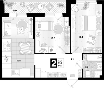 49 м², 2-комнатная квартира 11 600 000 ₽ - изображение 90