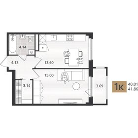 Квартира 40,1 м², 1-комнатная - изображение 1