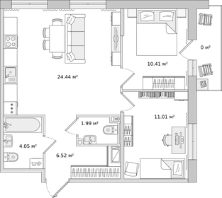61,8 м², 2-комнатная квартира 9 656 000 ₽ - изображение 58