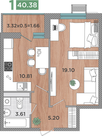 40,4 м², 1-комнатная квартира 5 370 540 ₽ - изображение 35