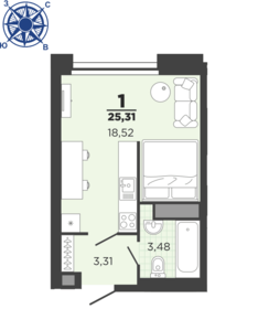 Квартира 25,3 м², 1-комнатная - изображение 1