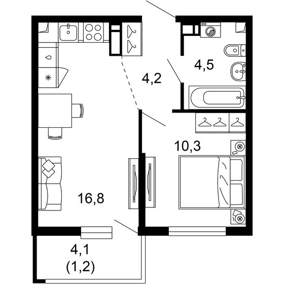 37 м², 1-комнатная квартира 16 687 000 ₽ - изображение 1
