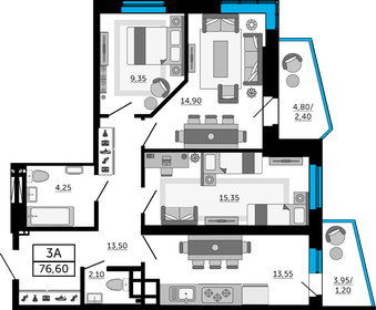 152 м², 4-комнатная квартира 10 500 000 ₽ - изображение 96