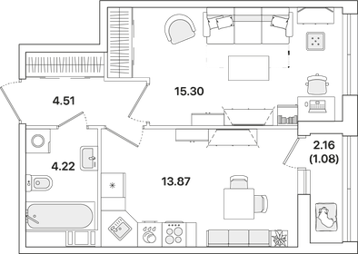 39 м², 1-комнатная квартира 9 960 431 ₽ - изображение 10