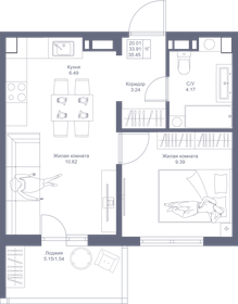 35,5 м², 1-комнатная квартира 6 700 050 ₽ - изображение 49