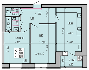 60,7 м², 2-комнатная квартира 4 493 120 ₽ - изображение 16