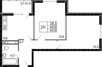 43,6 м², 2-комнатная квартира 6 077 840 ₽ - изображение 17