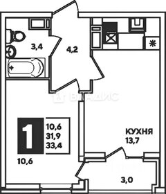 Квартира 34 м², 1-комнатная - изображение 1