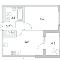 Квартира 31,7 м², 1-комнатная - изображение 2