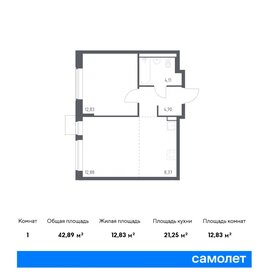 Квартира 42,9 м², 1-комнатная - изображение 1