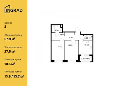 63,9 м², 2-комнатная квартира 12 300 000 ₽ - изображение 89