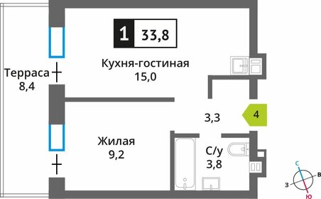 Квартира 33,8 м², 1-комнатная - изображение 1