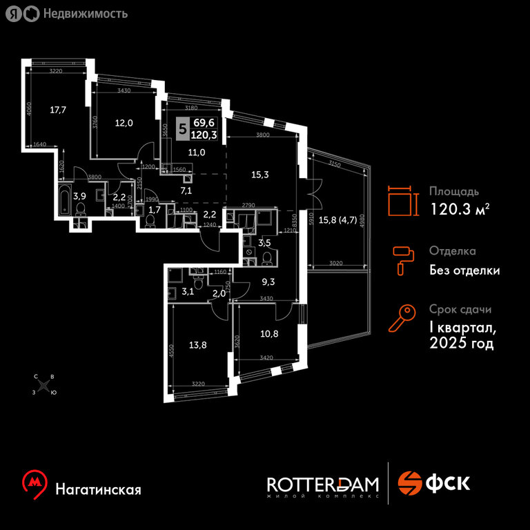 Варианты планировок ЖК «Роттердам» - планировка 7