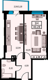 39,3 м², 1-комнатная квартира 5 698 500 ₽ - изображение 33