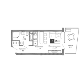 27,9 м², квартира-студия 8 659 688 ₽ - изображение 14