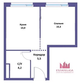 Квартира 38 м², 1-комнатная - изображение 1