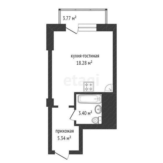 28,2 м², квартира-студия 4 750 000 ₽ - изображение 21