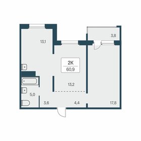 Квартира 60,9 м², 2-комнатная - изображение 1