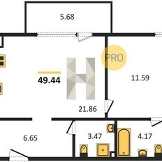 Квартира 49,4 м², 1-комнатная - изображение 1