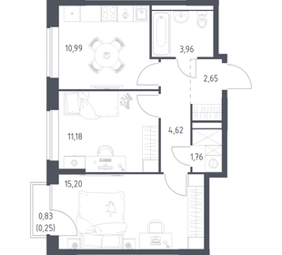 Квартира 50,6 м², 2-комнатная - изображение 1
