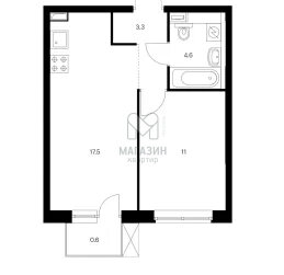 Квартира 36,4 м², 1-комнатная - изображение 2