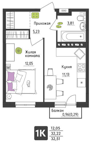 31,5 м², 1-комнатная квартира 3 957 411 ₽ - изображение 47