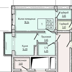 Квартира 43,3 м², 1-комнатная - изображение 4