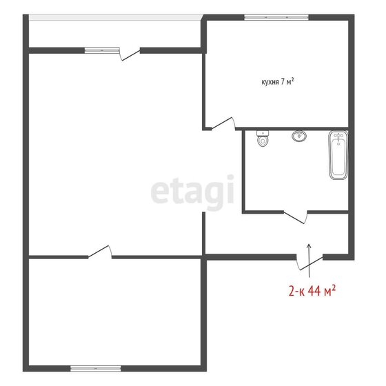 33,3 м², 1-комнатная квартира 4 899 000 ₽ - изображение 1