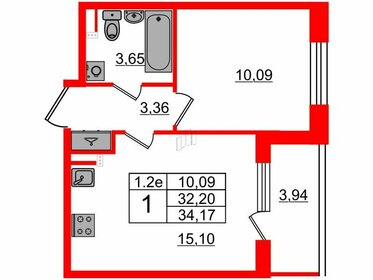 Квартира 32,2 м², 1-комнатная - изображение 1