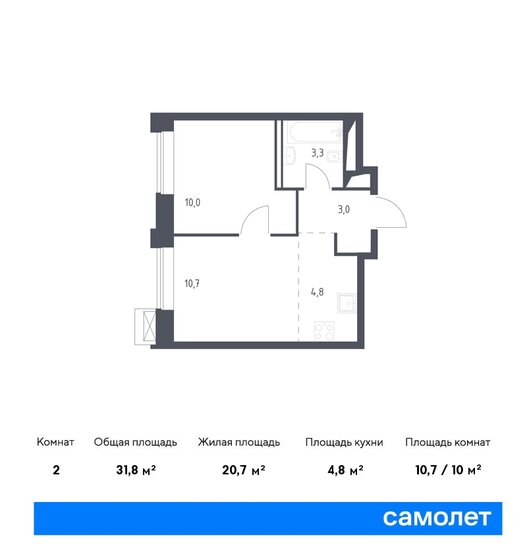 31,8 м², 1-комнатные апартаменты 11 993 402 ₽ - изображение 1