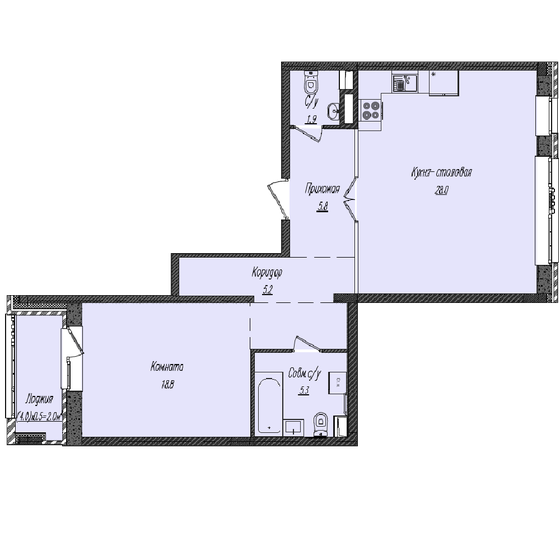 67 м², 1-комнатная квартира 19 765 000 ₽ - изображение 1