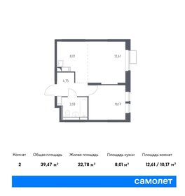 Квартира 39,5 м², 1-комнатная - изображение 1