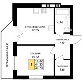 47,4 м², 1-комнатная квартира 5 549 310 ₽ - изображение 25
