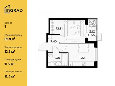 Квартира 32,9 м², 1-комнатная - изображение 1