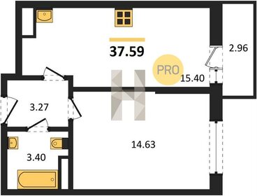 Квартира 37,6 м², 1-комнатная - изображение 1