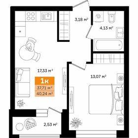 Квартира 40,2 м², 1-комнатная - изображение 1