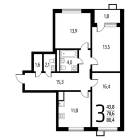 80,4 м², 3-комнатная квартира 18 741 240 ₽ - изображение 39